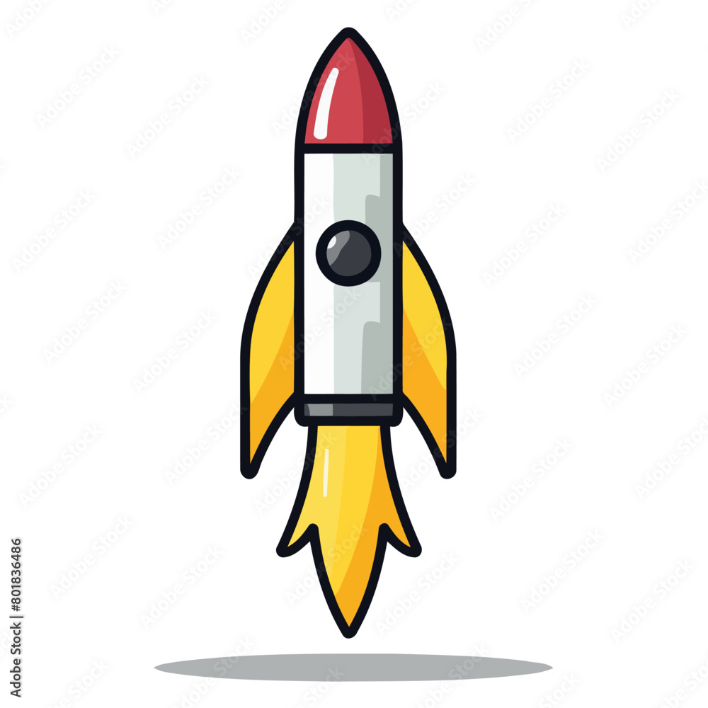 Vector icon of a launch rocket in space, perfect for aerospace and technology designs.