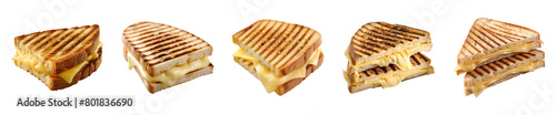 Collection toast melted cheese sandwich isolated on a transparent background, PNG photo