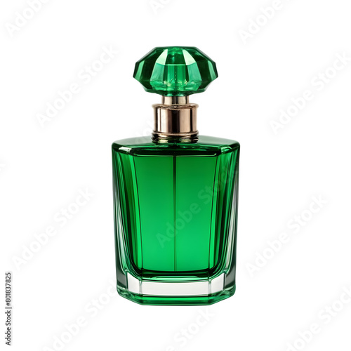 Emerald Green Vintage Perfume Bottle with Pump, Transparent Background, PNG Format