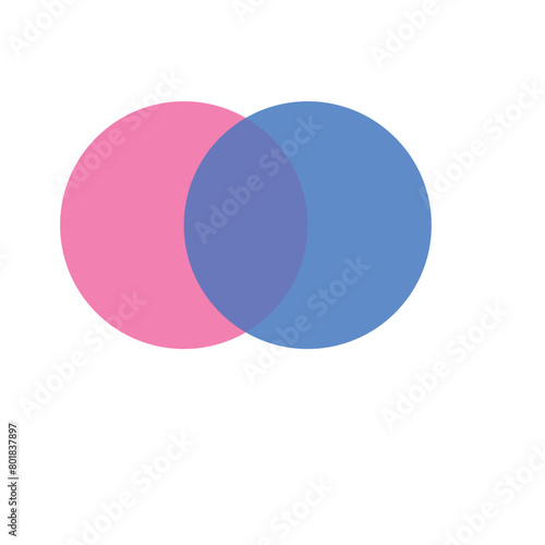 Intersecting circles. Blue and cyan. Merge concept. Colored icon. Business background. Vector illustration. Stock image