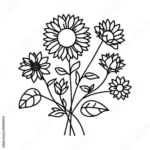 Wallpaper Mural a line art sun flower Torontodigital.ca