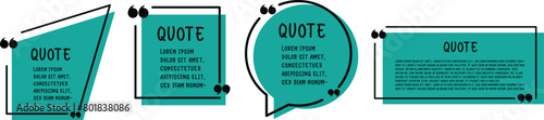 Set of various isolated quote frames. Speech bubbles with quotation marks. Blank text box and quotes. Blog post template. Vector illustration.