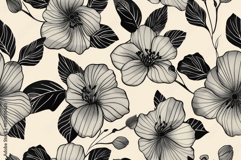 Artistic floral tapestry. Seamless pattern for fabric projects