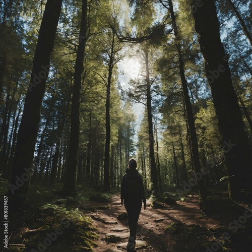 Wallpaper Mural A walking meditation in the forest, captured with a front view and a wide-angle lens. Torontodigital.ca