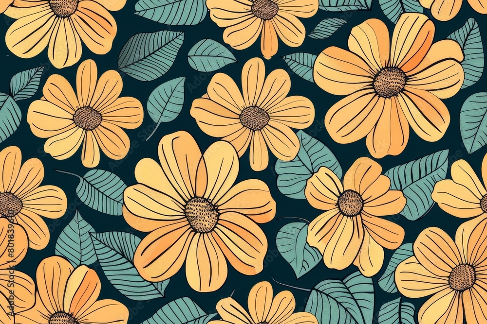 Chic floral fantasy. Handdrawn pattern for stylish fabrics