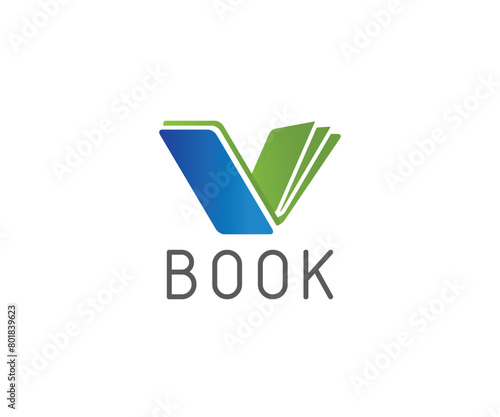 Letter V book logo icon design illustration