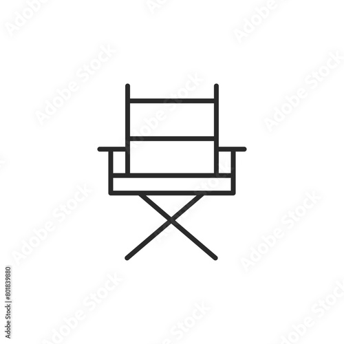 Icon representing a film director's chair, a symbol of leadership and control on movie sets. Suitable for use in film production and cinema industry-related designs. Vector illustration.