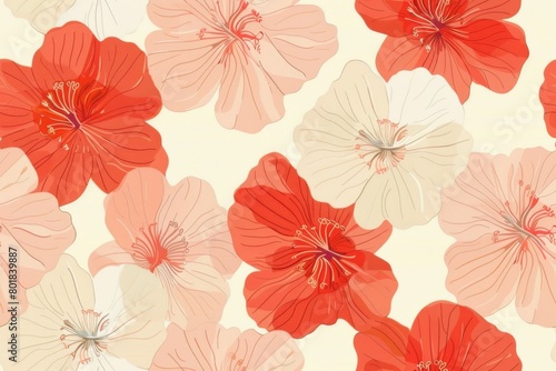 Artisanal flower sketches. Seamless pattern for fabric projects