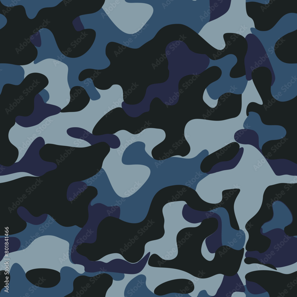Military camouflage vector seamless pattern blue print Military camouflage vector seamless pattern blue print
