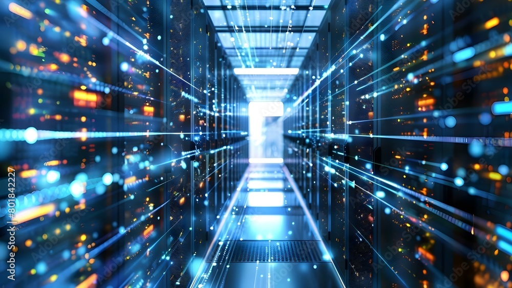 Futuristic internet technology for transferring and storing large amounts of data. Concept High-Speed Data Transfer, Cloud Storage Solutions, Advanced Networking Protocols Futuristic internet technology for transferring and storing large amounts of data. Concept High-Speed Data Transfer, Cloud Storage Solutions, Advanced Networking Protocols