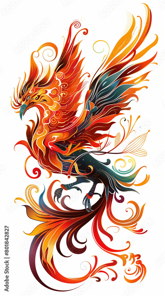 phoenix vector on white background phoenix vector on white background