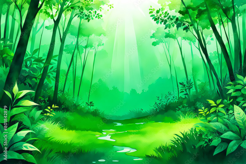 Obraz premium watercolor of green eco background illustration