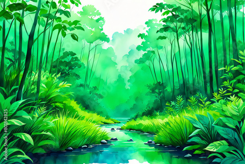 watercolor of green eco background illustration