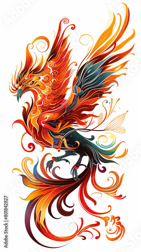 phoenix vector on white background