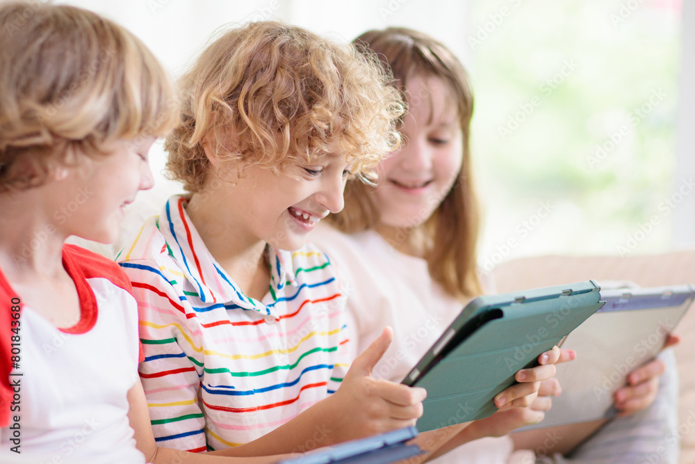 Kids with mobile phone. Child with tablet computer Kids with mobile phone. Child with tablet computer
