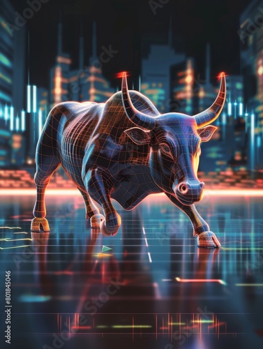 Stock market illustration, Bull market generativ ai hyper realistic  © Johannes