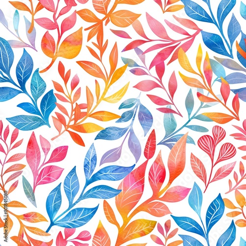 seamless pattern, floral elements, water color, end to end. © Montree