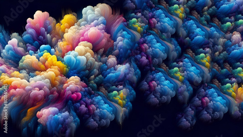 Explosive cloud of vibrant colors in dark space Abstract expression concept Generative AI