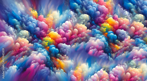 Explosive cloud of vibrant colors in dark space Abstract expression concept Generative AI