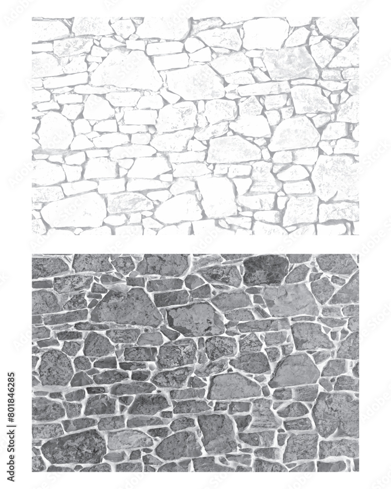 Fototapeta premium Set of Vector Stone Blocks Wall Grunge Textures Background
