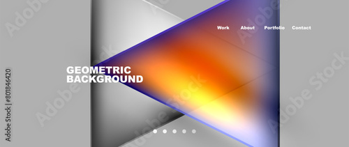 The geometric background features a triangle in electric blue surrounded by tints and shades. The design also includes circles, rectangles, and hints of magenta for a dynamic display on any device