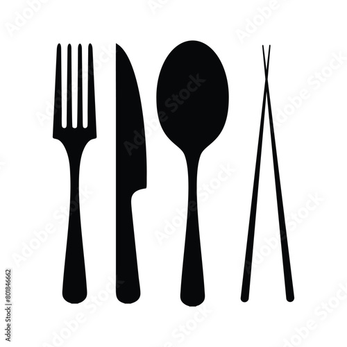 Fork  spoon  knife  and chopsticks icon vector. Restaurant symbol Vector illustration