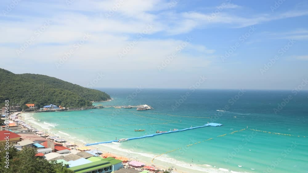 Time lapse of white sand beach and beautiful sea ,Top view from view point. Time lapse of white sand beach and beautiful sea ,Top view from view point.