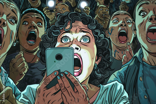 Breaking News: a scene of someone watching breaking news on their phone or television, with a shocked expression as they react to the unexpected headline.