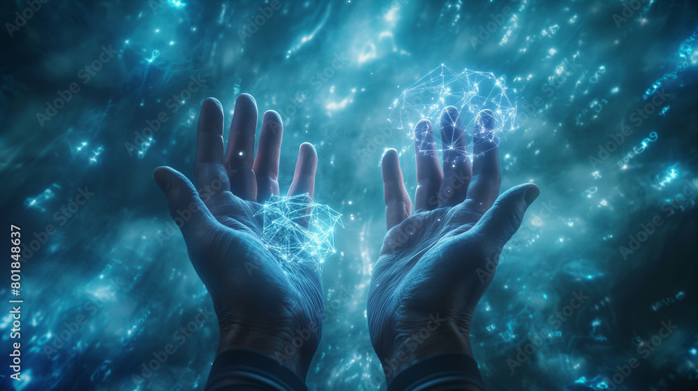 Abstract palm hands with global network connections, innovative technologies in the field of science and communication, Hand holding flying earth network global connection concept Abstract palm hands with global network connections, innovative technologies in the field of science and communication, Hand holding flying earth network global connection concept
