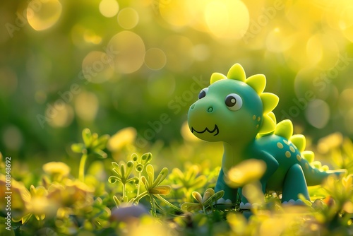 cute happy dinosaur.