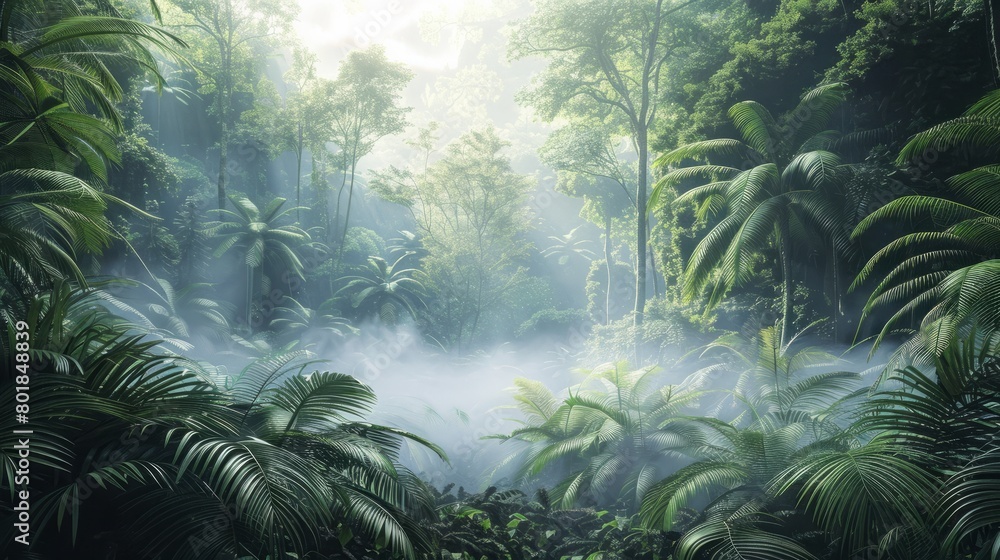 Mist Surround Pristine Rainforest hyper realistic 