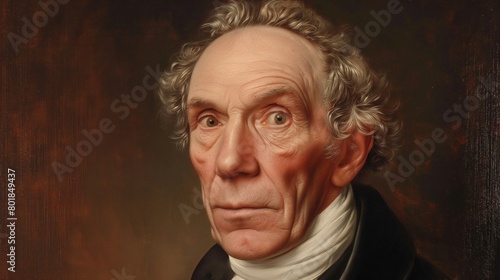 Portrait of old man 1850s oil painting male Caucasian drawing photo