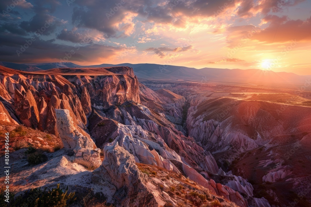 canyon view in summer. Colorful canyon landscape at sunset. nature scenery in the canyon. amazing nature background. summer landscape in nature. Tasyaran canyon travel  - generative ai