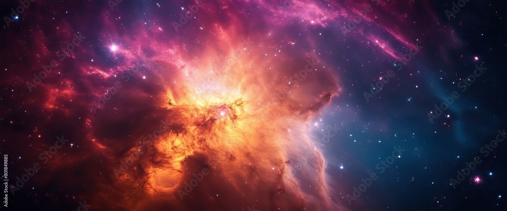 Fototapeta premium Colorful space galaxy cloud nebula. Stary night cosmos. Universe science astronomy. Supernova background