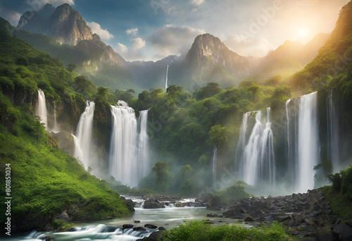 waterfall in the mountains