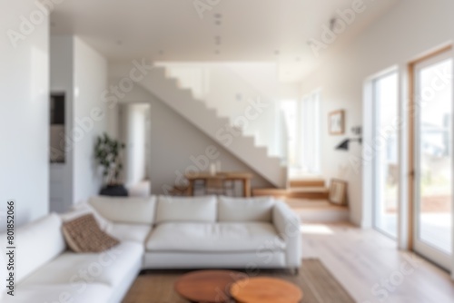 Defocused shot of a bright, airy Scandinavian-style living space with minimalist design. Resplendent. © Summit Art Creations