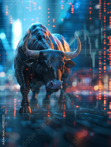 Stock market illustration, Bull market generativ ai hyper realistic 