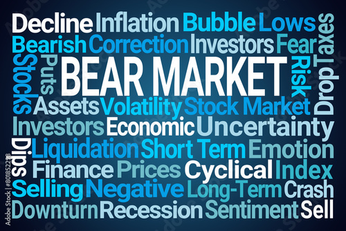 Bear Market Word Cloud on Blue Background