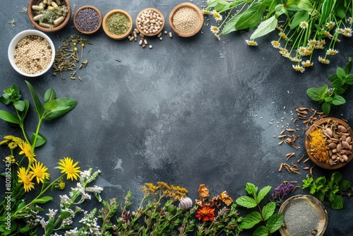 Plants and herbal remedies in alternative medicine. Generative Ai photo