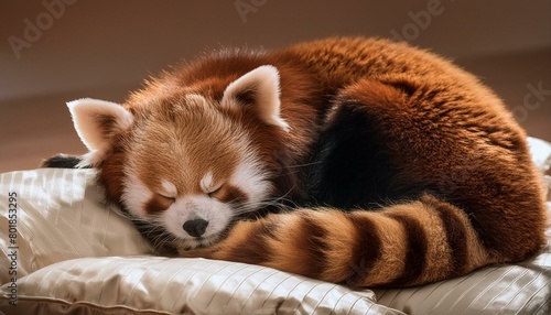 Wallpaper texted red panda sleeping isolated  background