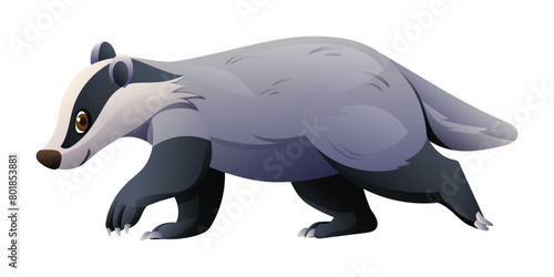 Schilderij op canvas Cartoon badger walking