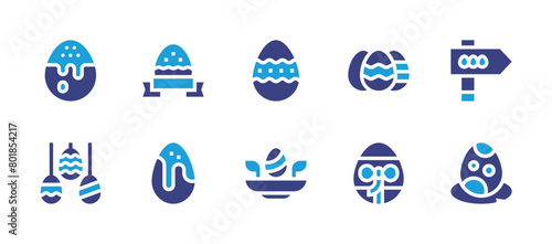 Easter icon set. Duotone color. Vector illustration. Containing egg hunt, easter egg, easter eggs.