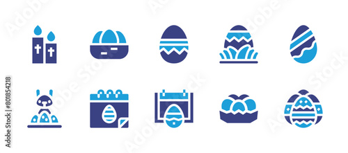 Easter icon set. Duotone color. Vector illustration. Containing zigzag, candle, easter egg, easter eggs, easter day, easter.