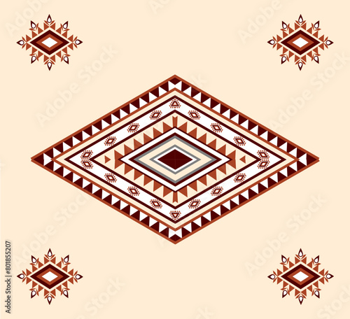 Navajo tribal ethnic Aztec  seamless pattern. South Western motif Mexican. Vector Navajo textile. Boho rug Woven carpet decor style. Design for Batik, fabric, clothing. Geometric ornament Indian.  