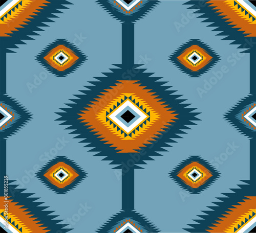 Navajo tribal ethnic Aztec  seamless pattern. South Western motif Mexican. Vector Navajo textile. Boho rug Woven carpet decor style. Design for Batik, fabric, clothing. Geometric ornament Indian.  