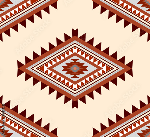 Navajo tribal ethnic Aztec  seamless pattern. South Western motif Mexican. Vector Navajo textile. Boho rug Woven carpet decor style. Design for Batik, fabric, clothing. Geometric ornament Indian.  