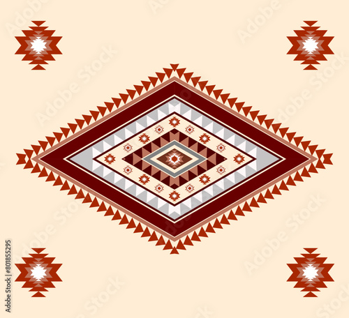 Navajo tribal ethnic Aztec  seamless pattern. South Western motif Mexican. Vector Navajo textile. Boho rug Woven carpet decor style. Design for Batik, fabric, clothing. Geometric ornament Indian.  