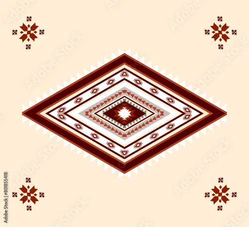 Navajo tribal ethnic Aztec  seamless pattern. South Western motif Mexican. Vector Navajo textile. Boho rug Woven carpet decor style. Design for Batik, fabric, clothing. Geometric ornament Indian.  