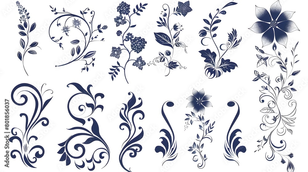 Naklejka premium floral design elements, sketch