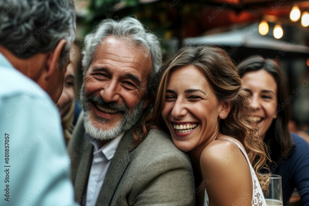 Happy senior couple having fun together in a pub. Focus on the middle of the woman. Happy senior couple having fun together in a pub. Focus on the middle of the woman.